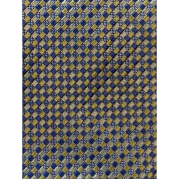 Michael Kors Blue Yellow Pastel Micro Check Silk Tie - Picture 4 of 9